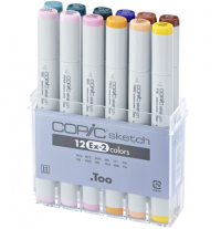 Copic Sketch EX-2 12 набор маркеров с кистью в кейсе