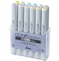Copic Sketch EX-4 12 набор маркеров с кистью в кейсе