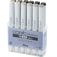 Copic Sketch 12 Warm Grey набор маркеров с кистью в кейсе, тепло-серые цвета - Copic Sketch 12 Warm Grey набор маркеров с кистью в кейсе, тепло-серые цвета Копик Скетч маркеры  купить в официальном магазине Copic.Club   с доставкой по РФ и всему миру