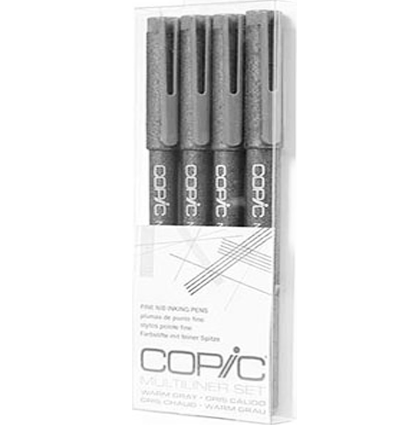 Набор капиллярных линеров Copic Multiliner 4 штуки серый холодный (перо 0.05 - 0.5 мм)